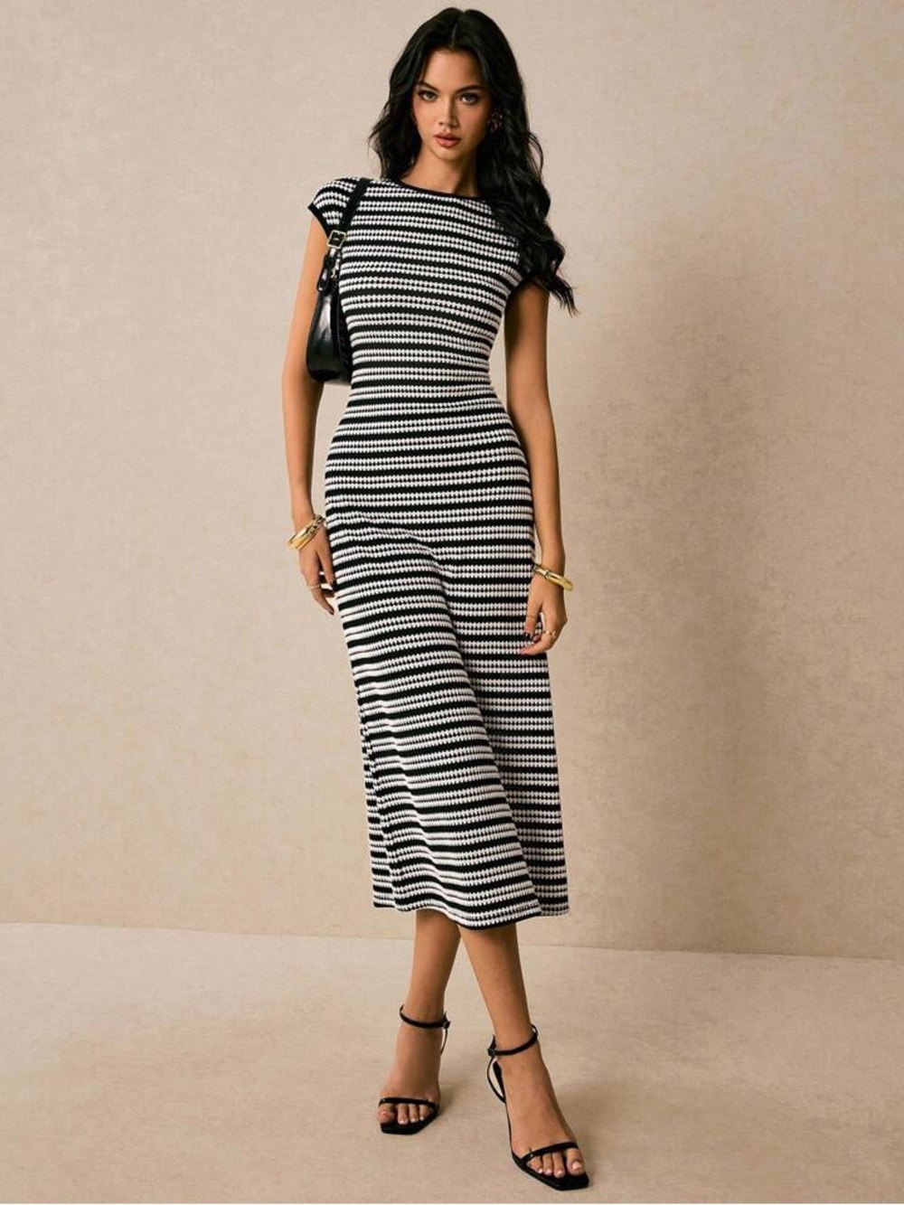 Black & White Striped Maxi Dress